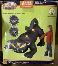 Gemmy Airblown Infatable 6ft Animated Halloween Black Cat VIDEO picture