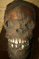 RARE OLD EKOI EJAGHAM ANCESTOR CLAY MODELED TROPHEE SKUL BEGIN 20 TH C NOT CONGO picture