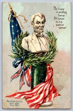 Patriotic Postcard c1910 Abraham Lincoln Bust American Flag Tuck's 1908 picture