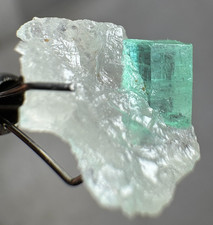 4 CT, Beryl Var High Quality Natural Eye Clean Emerald Crystal On Quartz ,PK picture