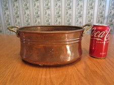 Vintage Antique? Handmade Copper Pot Brass Handles Dovetail Cramp Seam