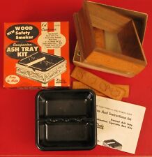 VINTAGE TANDY WOOD LEATHER BAKELITE CIGARETTE CIGAR ASHTRAY KIT NOS IN BOX  picture