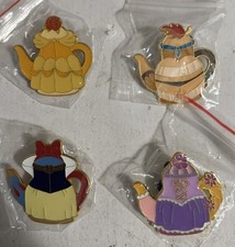 Disney  PRINCESS TEA POT Pins Rapunzel Belle Snow White Pocahontas set of 4 picture