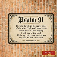 Religious Psalm Bible Verse Tin Sign Christian Scripture Wall Plaque picture