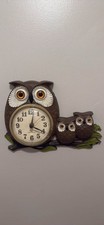 Vintage 70’s Retro Burwood Products Owl Family Wall Clock WORKS Model 0457 picture