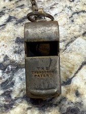 Antique The Thunderer Patent Escargot Whistle Metal Chain Hook Vintage picture