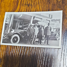 1920 Vintage Black & White Photo Snapshot Group of Men With Early Automobile picture
