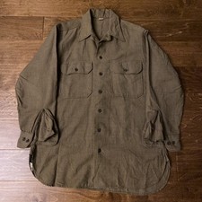 Vtg 40s WW2 US Army Wool Shirt 15 1/2 - 32 picture
