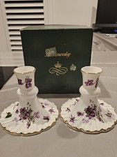 Beautiful 'Hammersley Fine Bone China Candlesticks' from England. Whte Purple.   picture