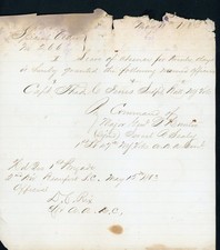 Civil War Document: 1863 Special Order No. 266 Indpt. Batt. N.Y. Vols picture