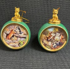 2 Bradford Editions Porcelain Ornaments – Kitten Expeditions - Brand NEW picture