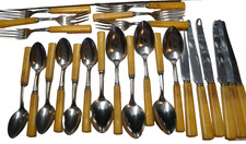 Butterscotch Bakelite Art Deco Handle Flatware Set 24 Pieces Service for 6 picture