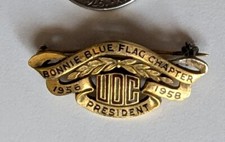 UDC United Daughters of the Confederacy Pin President 1956 Rolled Gold picture