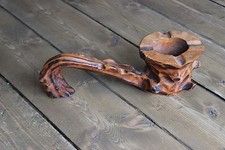 Vintage Hand Carved Wood Handled Ashtray picture