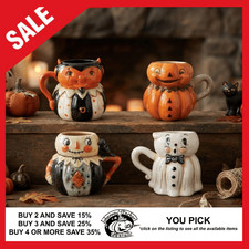 Johanna Parker Halloween Vintage Retro Rare Hand Painted Ceramic Mugs **YOU PICK picture