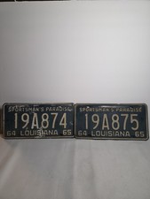 Vintage 1964 1965 Louisiana License Plates CONSECUTIVE PAIR (WEN0108) picture