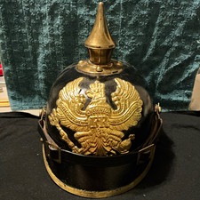 WWI Original German Pickelhaube Spiked Helmet with Prussian Eagle Plate picture