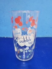 VINTAGE BUBBLE UP SODA DRINK GLASS BAR COCKTAIL A kiss of Lemon A kiss of Lime picture