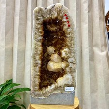 39.79LB Natural agate citrine geode quartz cluster crystal Cathedral specimen picture