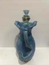 SCARCE VINTAGE MICHAEL KENNEDY IRELAND Pottery MERMAID VASE SIGNED 14 1/4” Tall picture