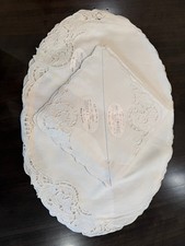 BM Jabara Vint White Cotton Cutwork Embroidery Placemat & Napkin 4 Each Oval New picture