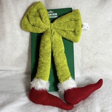 Dr. Seuss How Grinch Stole Christmas NEW Hanging Bow Grinch Legs Door Decor picture