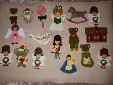 VTG Handmade Painted Christmas Ornaments Lot of 17 Assorted Designs picture