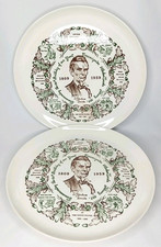 Stetson China Abraham Lincoln 150th Birthday Plate Set Of 2 Vintage 1959 picture