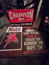 3 Pieces Reproduction Vintage Tin Signs, Gas Oil Car Metal Signs for Garage Man picture