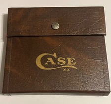 Vintage Case XX Brown Faux Leather Binder Folding Knife Storage - Holds 3 Knives picture