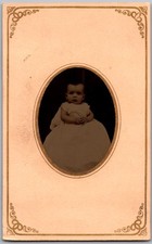Antique Tintype Circa 1870s Baby In Dress Unmarked picture