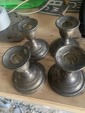Four (4) Sterling Silver Candlestick Holders Mid-1940s Dunkirk Silversmiths Conn picture