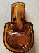 VTG 1920's LJ Houze Forbes Glass Pipe/Ash Tray in Amber Tobaccianna picture