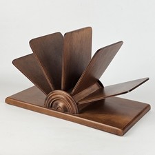 Vintage Mid Century Modern Decor Wood Stationery Letter Holder Tell City picture