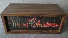 Vintage 70s Fiber Flickers Optic Accent Lamp Faux Woodgrain Merry Christmas READ picture
