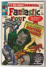 🔑 1964 Marvel FANTASTIC FOUR ANNUAL #2 G/VG ORIGIN OF DOCTOR DOOM by Lee/Kirby picture
