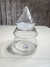 Vintage Anchor Hocking Clear Glass Christmas Tree Canister Apothecary 2 Piece  picture