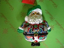 Christopher Radko Santa Green Hat Glass Ornament picture