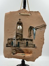 ADOBE PUEBLO WALL ART SCULPTURE SOUTHWEST CLAY POTTERY Mission Church W/bell picture