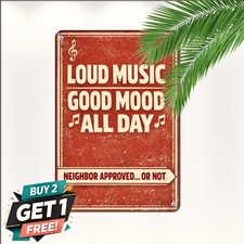 My Neighbors Play Great Music Turn It Up Retro Metal Tin Sign Wall Decor picture