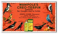 Vintage Wampole's Creo-Terpin Medicine Advertising Bird Series Card Ruler Joseph picture