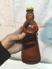 Vintage Brown Glass Jar Mrs Butterworth small Bottle Kitchen Syrup Jar with lid picture