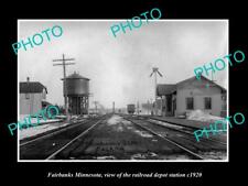 OLD 8x6 HISTORIC PHOTO OF FAIRBANKS MINNESOTA THE RAILROAD DEPOT STATION 1920 picture