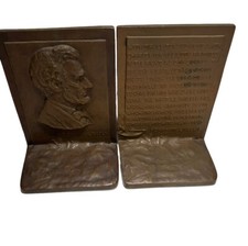 ABRAHAM LINCOLN Antique Bronze Bookends Griffoul Newark NJ Circa 1915 picture