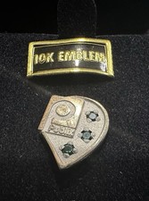 Vintage Publix 10K Gold 10 Year Employee Service Lapel Pin Tie Tac 3 Emeralds picture