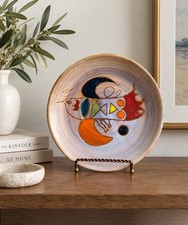 Vintage MC TREINEN VALLAURIS France Abstract Bird 9” Art Pottery Plate MCM picture