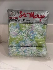 Vtg 70s St Marys Floral Daisy Cal King Fitted Sheet NOS Open Package Green Blue picture