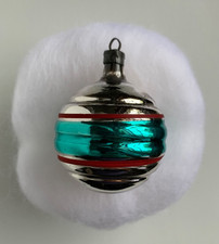 Vintage Premier Ribbed Ball Christmas Ornament Prewar Stripes Silver picture