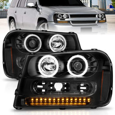 for 2002-2009 Chevy Trailblazer EXT W/Full Width Grille Dual Xtreme LED Halos Bl picture