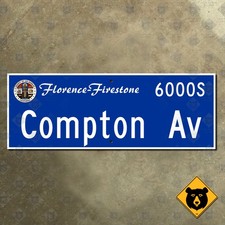 Compton Avenue Florence-Firestone Los Angeles County street name road sign 19x7 picture